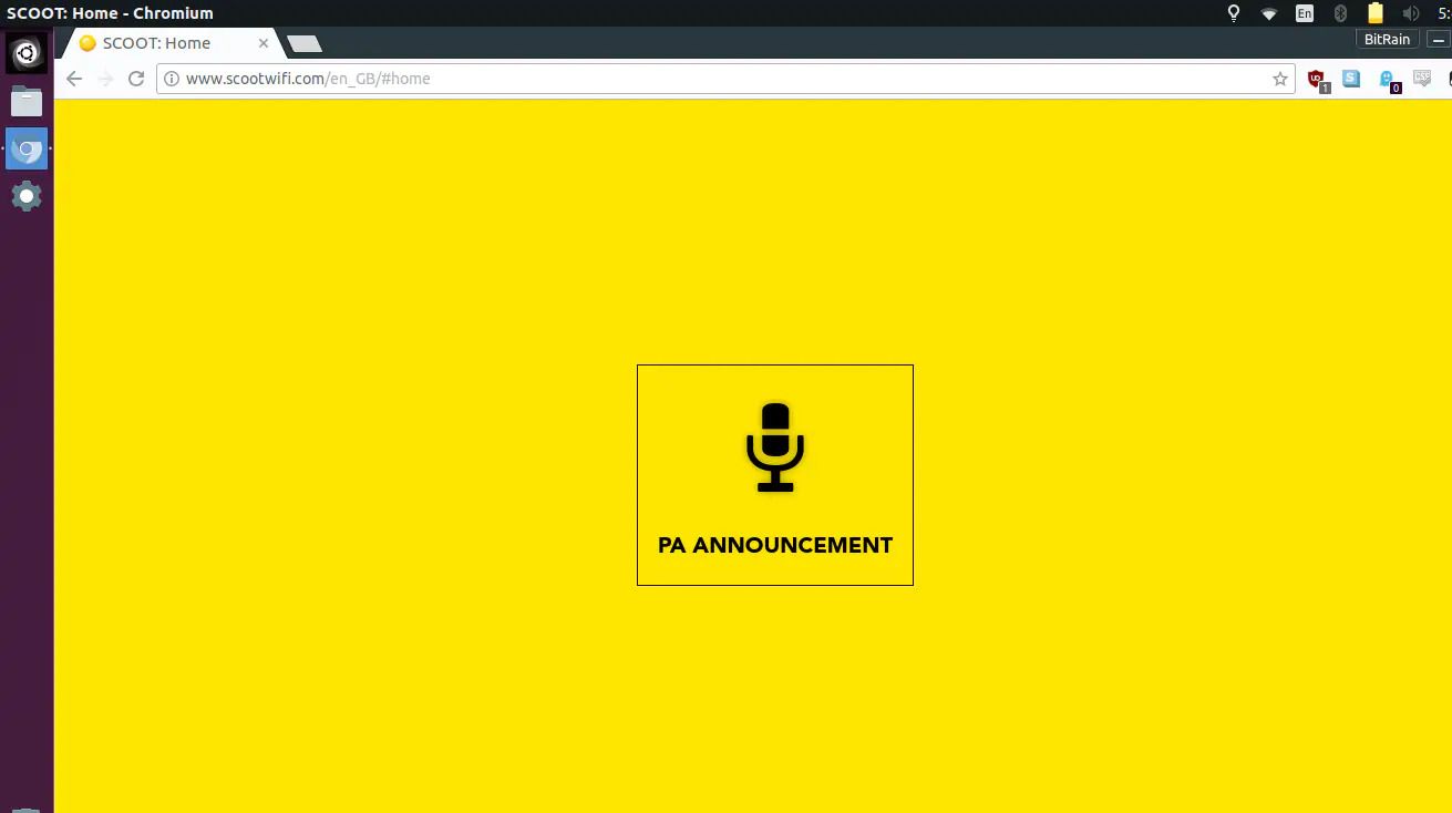 PA Announcement screen in browser